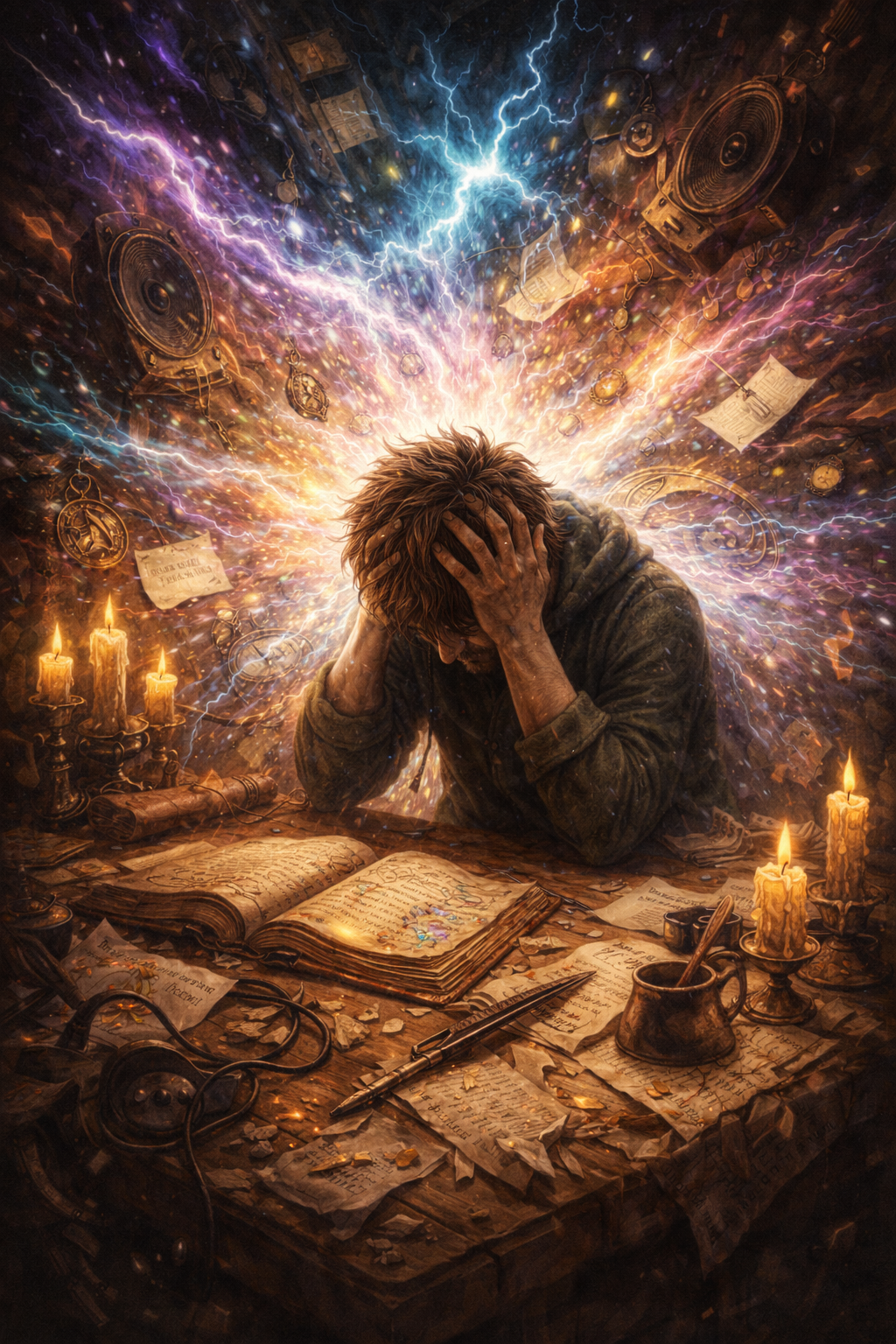 Illustration of the Sensory Storm swirling around a sheltered calm center